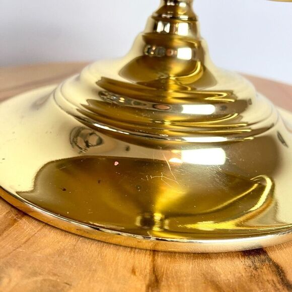 VTG Baldwin Solid Brass Chamber Candleholder + Vintage Twisted Red Candles - Picture 8 of 9